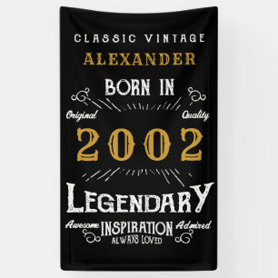 Personalized 2002 21st Birthday Add Name Legendary Banner