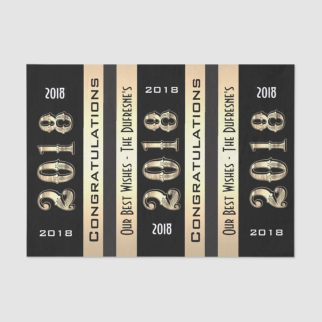 Personalized 2018 w/Your Family Name Graduation Tissue Paper (Front)