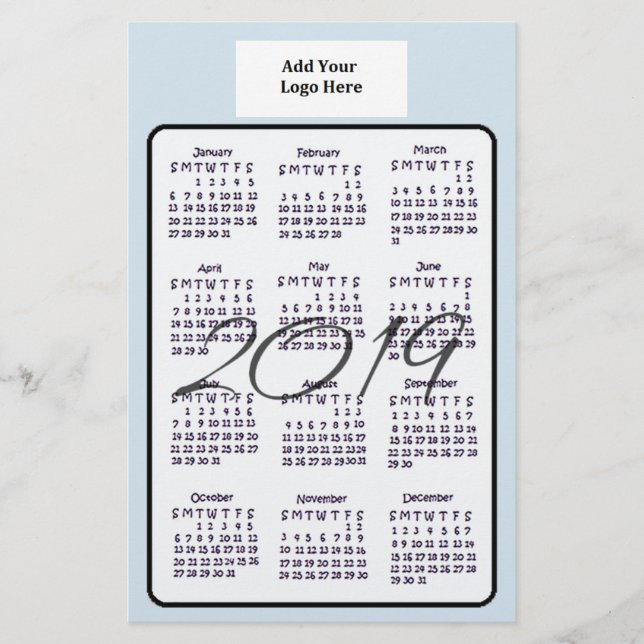 Personalized 2019 Calendar Custom Colour and Logo Flyer (Front)