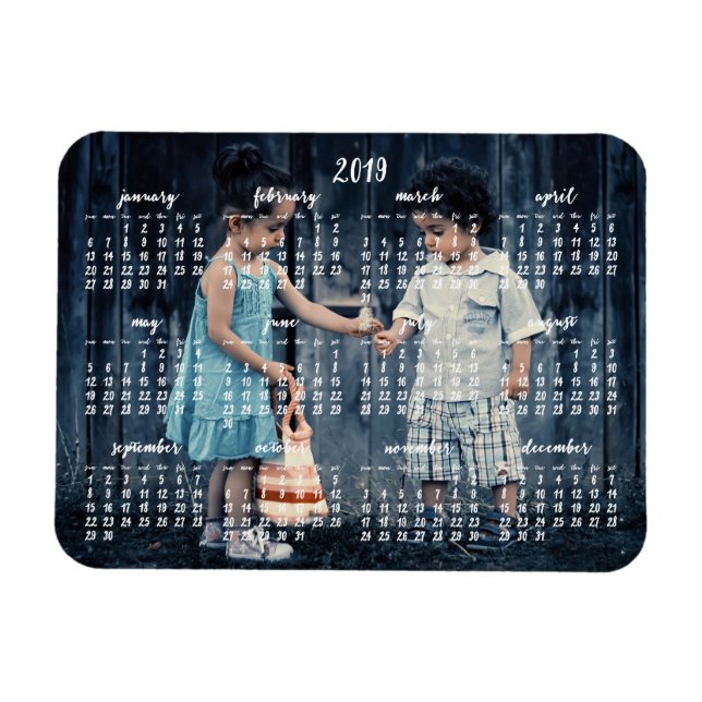 Personalized 2019 Magnetic Calendar 3x4 Magnet (Horizontal)