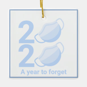 Personalized 2020 Pandemic Mask Christmas Tree Ceramic Ornament