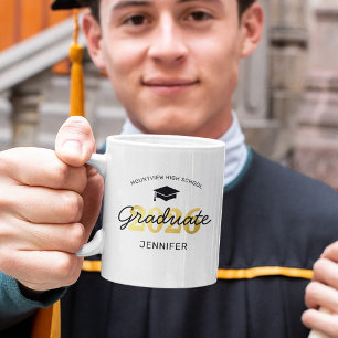 Personalized 2023 Black Gold Graduate Mug