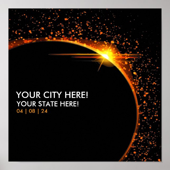 Personalized 2024 Solar Eclipse Souvenir Memento Poster (Front)