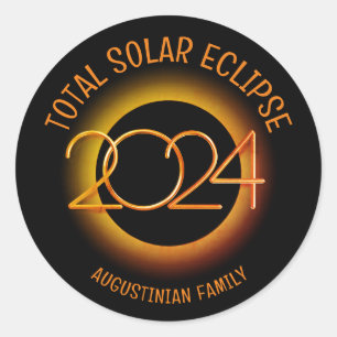 Personalized 2024 TOTAL SOLAR ECLIPSE Family Classic Round Sticker