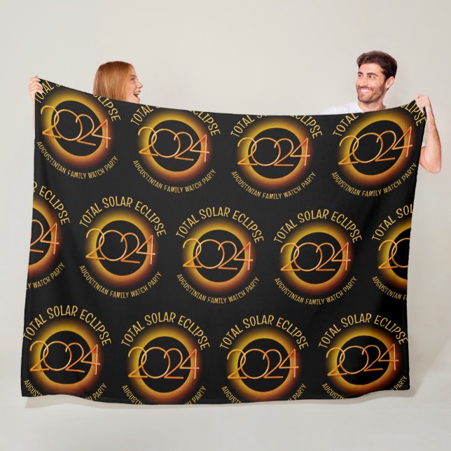 Personalized 2024 TOTAL SOLAR ECLIPSE Family Fleece Blanket (In Situ)