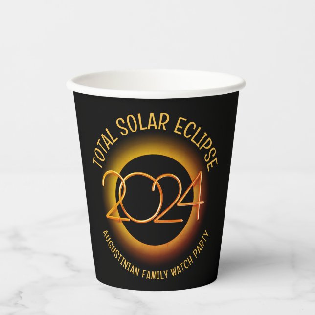 Personalized 2024 TOTAL SOLAR ECLIPSE Paper Cups (Front)
