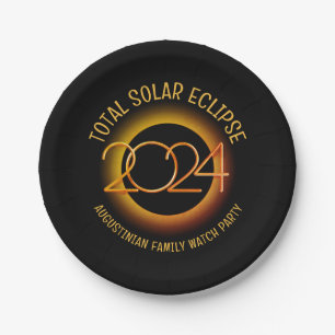 Personalized 2024 TOTAL SOLAR ECLIPSE Paper Plate