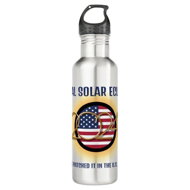 Personalized 2024 TOTAL SOLAR ECLIPSE USA 710 Ml Water Bottle (Front)
