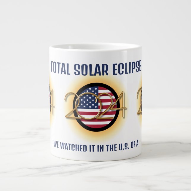 Personalized 2024 TOTAL SOLAR ECLIPSE USA Large Coffee Mug (Front)