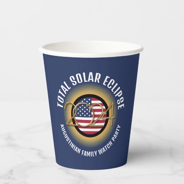 Personalized 2024 TOTAL SOLAR ECLIPSE USA Paper Cups (Front)