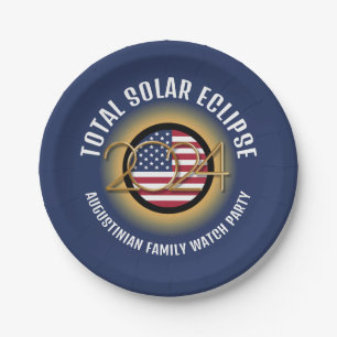 Personalized 2024 TOTAL SOLAR ECLIPSE USA Paper Plate