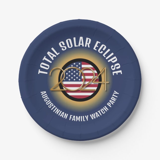 Personalized 2024 TOTAL SOLAR ECLIPSE USA Paper Plate (Front)