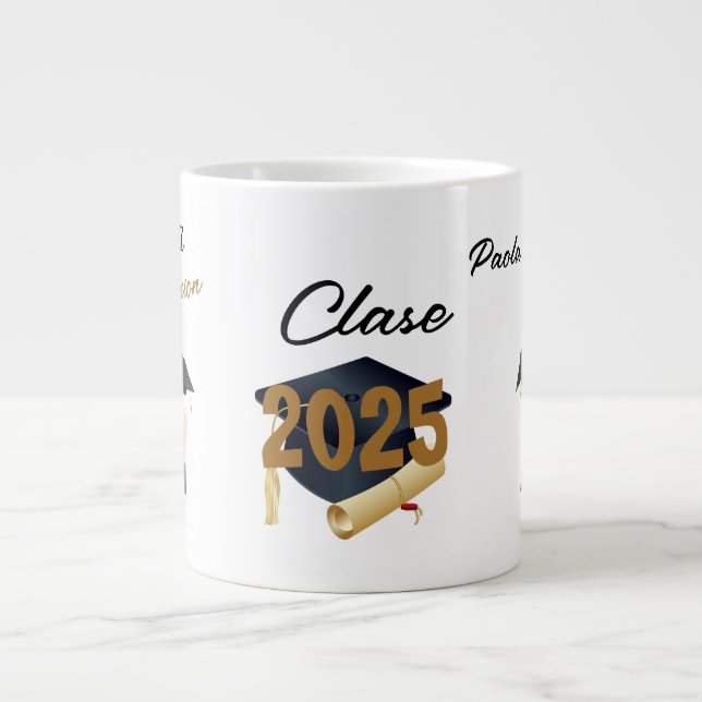 Personalized 2025 Black Gold Graduate Mug (Front)