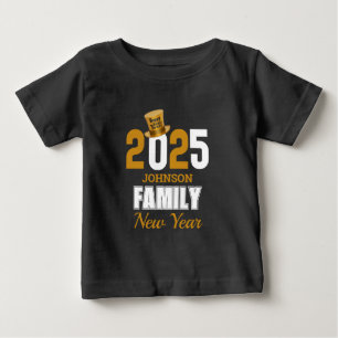 Personalized 2025 Family Name Happy New Year Baby T-Shirt