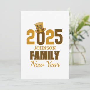 Personalized 2025 Family Name Happy New Year Holiday Card