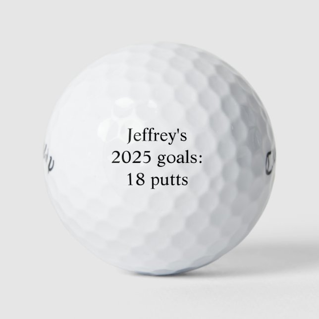 Personalized "2025 goals: 18 putts" funny  golf balls (Front)
