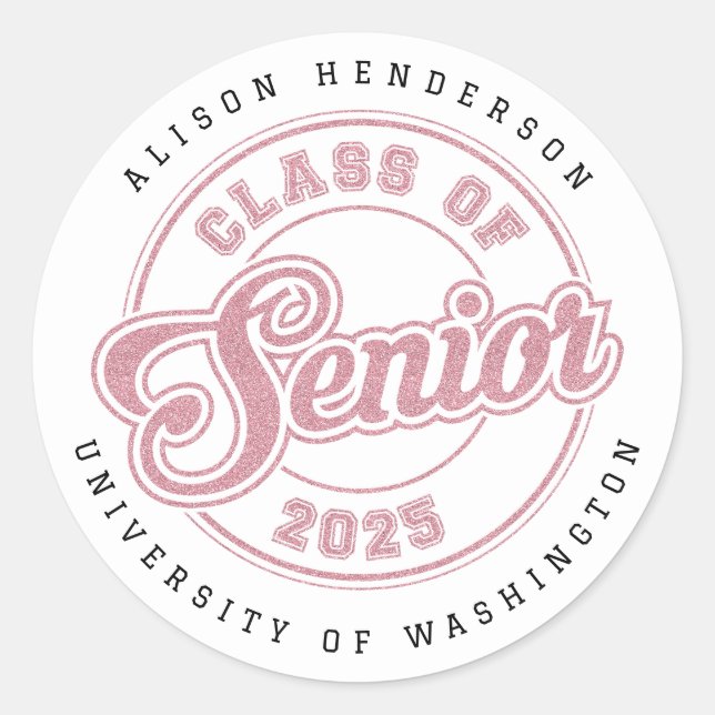 Personalized 2025 Graduation Round Stickers (Front)
