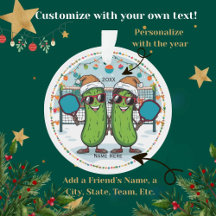 Personalized 2025 Pickleball Christmas Ornament