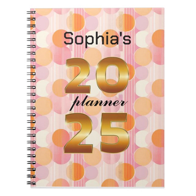 Personalized 2025 Planner with Soft Pastel Colours Notebook (Front)