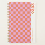 Personalized 2025 Retro Pink Orange Chequerboard Planner<br><div class="desc">Get ready for a stylishly organized year with this personalized 2025 retro pink and orange chequerboard planner! The vibrant chequerboard pattern in bold pink and orange adds a fun, vintage touch that’s perfect for keeping your days bright and exciting. Customize it with your name for a personal flair, and enjoy...</div>