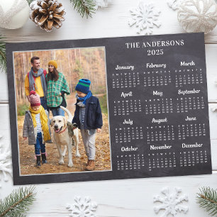Personalized 2025 Rustic Family Photo Calendar Holiday Card