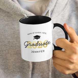 Personalized 2026 Black Gold Graduate Mug