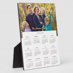 Personalized 2026 Family Photo Yearly Calendar Plaque