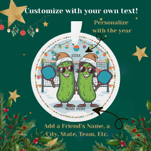 Personalized 2026 Pickleball Christmas Ornament