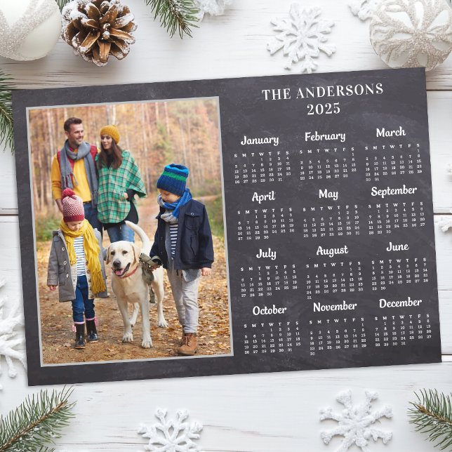 Personalized 2026 Rustic Family Photo Calendar Holiday Card (Creator Uploaded)