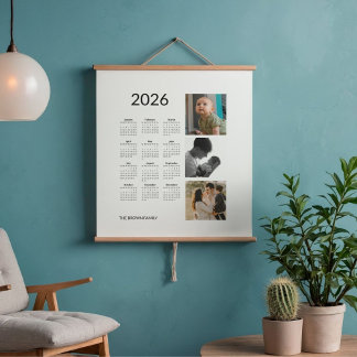 Personalized 2026 Wall Calendar with Photos Hanging Tapestry