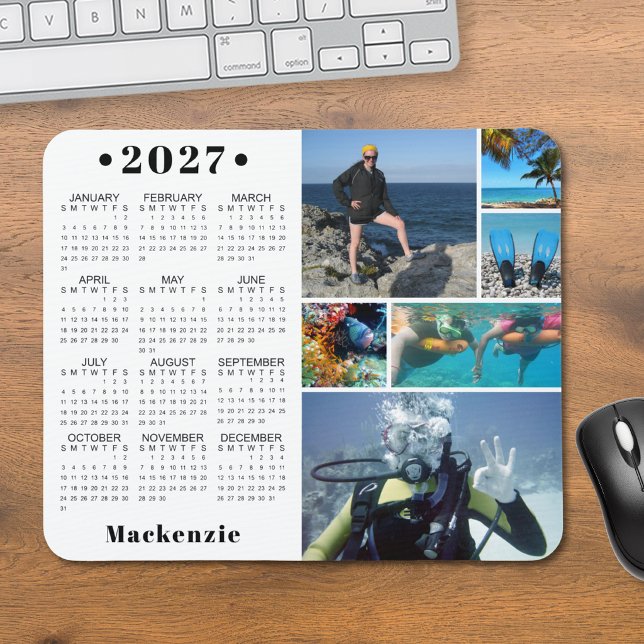 Personalized 2027 Calendar 6 Photo Custom Colour Mouse Pad (Creator Uploaded)