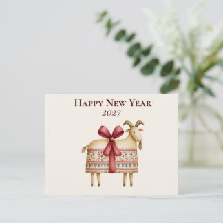 Personalized 2027 Year of the Goat Folk Art Postcard