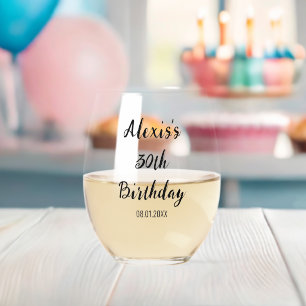 Personalized 20th 30th 40th 50th 60th 70 Birthday Stemless Wine Glass
