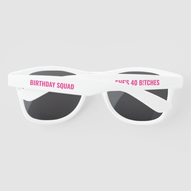 Personalized 20th 30th 40th 50th Birthday Squad Sunglasses (Back)