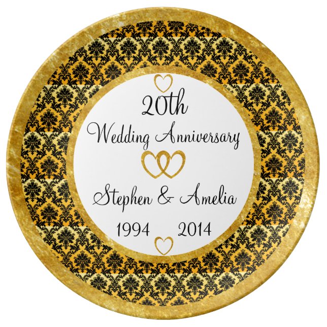 Personalized 20th Anniversary Porcelain Plate (Front)