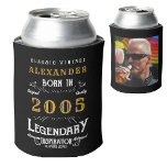Personalized 20th Birthday Add Name Year Photo Can Cooler<br><div class="desc">Personalized birthday add any year and name can cooler. Edit the name, year and photo with the template provided. A wonderful custom black birthday idea. More gifts and party supplies available with the "Legendary" design in the store. More gifts and party supplies available with the "Legendary" design in the store....</div>