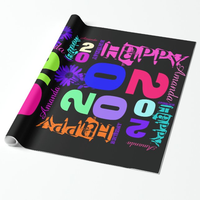 Personalized 20th Birthday POP Wrapping paper (Unrolled)