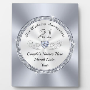 Personalized 21st Anniversary Gifts for Her, Him Plaque