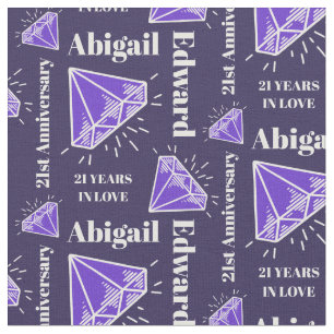 Personalized 21st Anniversary purple iolite gem Fabric