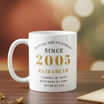 Personalized 21st Birthday 2005 Add Name Elegant Coffee Mug<br><div class="desc">Personalized birthday mug for those born in 2005. Easily customize the text to the front and the interior of this birthday coffee mug using the template provided. Part of the setting standards range of designs.</div>