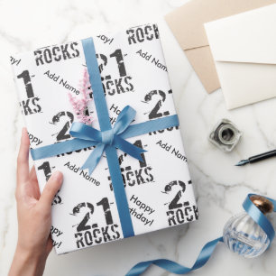 Personalized 21st Birthday - 21 Rocks Wrapping Paper