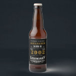 Personalized 21st Birthday Born 2002 Vintage Black Beer Bottle Label<br><div class="desc">A personalized classic beer bottle label design for that birthday celebration for somebody born in 2002 and turning 21. Add the name to this vintage retro style black, white and gold design for a custom 21 birthday gift. Easily edit the name and year with the template provided. A wonderful custom...</div>