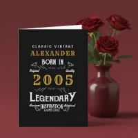 Personalized 21st Birthday Born 2005 Vintage Black