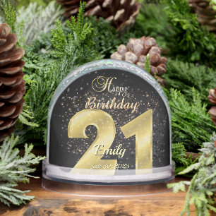 Personalized 21st Birthday Gift Snow Globe 