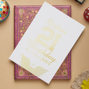 Personalized 21st Birthday gold typography  Guest Book