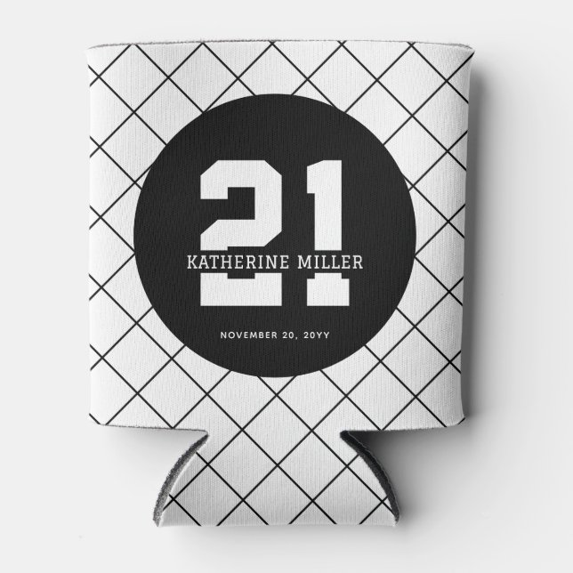 Personalized 21st Birthday Modern and Elegant   Can Cooler (Front)