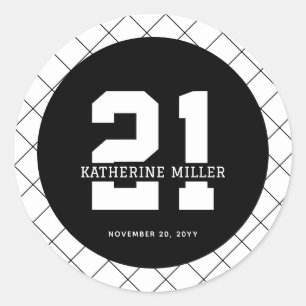 Personalized 21st Birthday Modern and Elegant   Classic Round Sticker