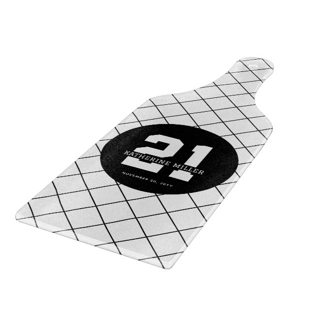 Personalized 21st Birthday Modern and Elegant   Cutting Board (Corner)