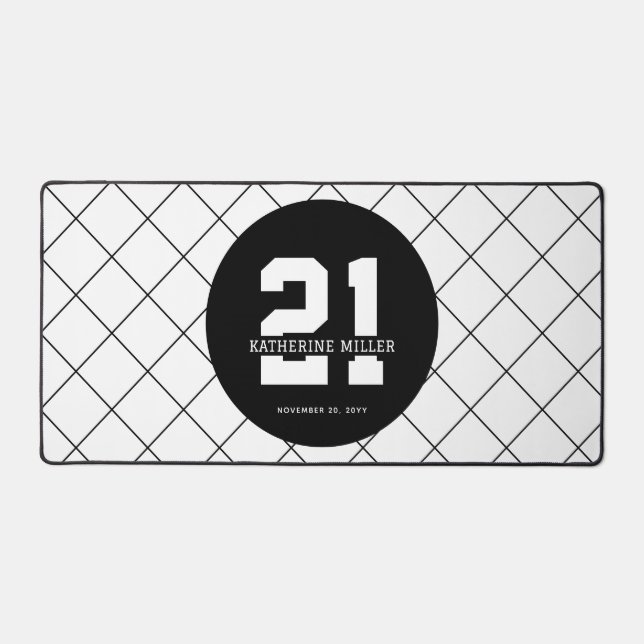 Personalized 21st Birthday Modern and Elegant   Desk Mat (Front)