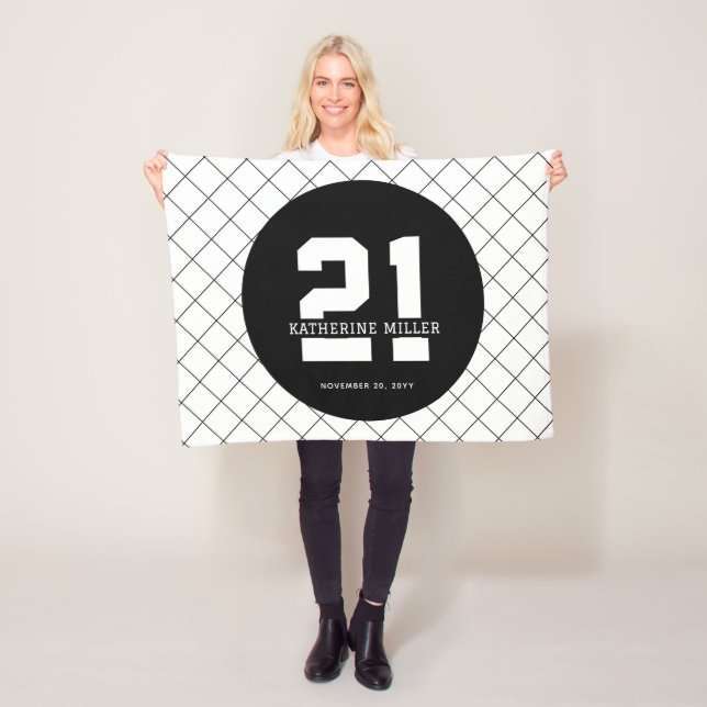 Personalized 21st Birthday Modern and Elegant   Fleece Blanket (In Situ)